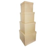 Assort. 4 boîtes carrées 16x14/25x20cm - Kraft