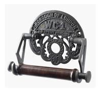 Assorted Collections - WC1 Traditionnel en Fonte Borough of London - Design Vintage - Porte-Rouleau de Papier Toilette Mural Victorien - Porte-Papier/mouchoirs avec Boucle en Bois Dur - Style Antique