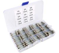Assorties Kit de 126 Pcs Fusible Verre, 6 x 30mm Cartouche en Verre Fuse, Fast-Blow Fusibles (AMP 1A 2A 3A 5A 6A 10A 15A 20A 25A)