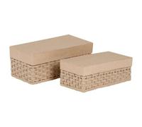 Assortiment 2 boîtes tressées rectangles - Kraft