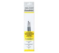 Assortiment 3 Pinceaux Manche Court Rond N°2/ Plat N°2 /Usé Bombé N°4 - Winsor Et Newton