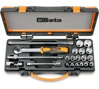 Assortiment BETA composé de 1 cliquet réversible avec 16 clés à douille hexagonales 3/8 + 5 outils d'actionnement