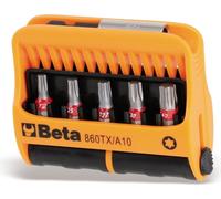Assortiment Beta de 10 embouts de vissage pour vis Torx® et porte embout de vissage magnétique, dans un coffret plastique 860TX/A10