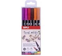 APLI Marqueurs aquarellables 18063 – Lot de 12, double pointe (1 mm & pinceau 1–4 mm)