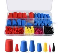 Assortiment de 125 bouchons coniques en caoutchouc de silicone résistant aux hautes températures pour revêtements en poudre, peinture, anodisation, fournitures de sablage