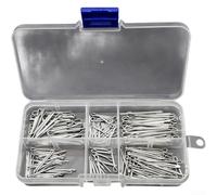 Assortiment de 175 goupilles fendues galvanisées, 5 tailles, y compris les épingles fendues et les pinces à cheveux pour une fixation sécurisée, en acier bleu avec boîte de rangement organisée (A)