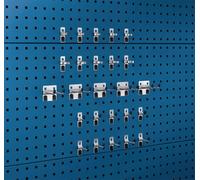 Assortiment de 25 porte-outils galvanisés pour plaques perforées 15 crochets/10 pinces BOTT