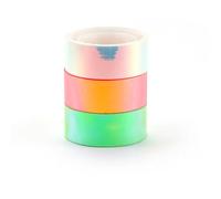 Assortiment de 3 Masking Tape Iridescent/Miroir Blanc - Orange - Vert 15mmx5mm