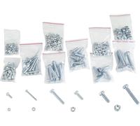 Assortiment de 374 vis et écrous six pans en acier DIN 933