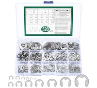 Assortiment de 520 clips E-clips, tailles assorties, anneau de retenue externe E-clip, kit de circlips en acier inoxydable, 13 tailles