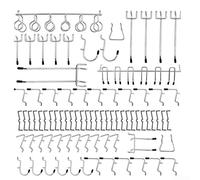 Assortiment de 81 crochets muraux en acier robuste pour organiser les outils, les fournitures et l'équipement dans les espaces domestiques et commerciaux