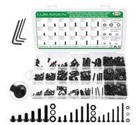 Assortiment de 820 vis métriques, vis à métaux M2 M3 M4 avec verrouillage et rondelles plates, en acier inoxydable 304 noir à tête hexagonale hexagonale et boulons avec 3 clés