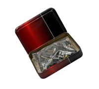 Assortiment de balais de charbon pour outils électriques, 50 | Cinq tailles courantes avec blocs de brosses rectangulaires, bornes en laiton et rangement en étain métallique