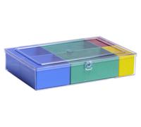 Assortiment de boîtes avec 7 bacs amovibles, boîte de rangement robuste pour les vis et les petites pièces, dimensions : 22,5 x 33,5 x 7,3 cm