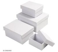 Assortiment de Boîtes gigognes rectangulaires à couvercle - Blanc - 5 x 7,5 à 11 x 14 cm - 4 pcs Blanc G