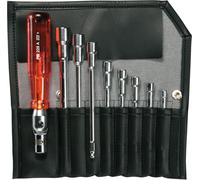 Assortiment de clés à douille PB Swiss Tools, 9 pièces avec poignée rabattable dans un étui, nombre de pièces : 9 9 pièces