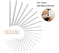 Assortiment de forets droits en acier haute vitesse micro, 20 tailles mixtes de forets à main de rechange, convient pour l'artisanat, le travail du bois, le plastique et le métal fin pour le DIY Acier