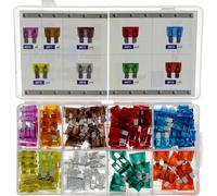 Assortiment de fusibles, comprenant 9 fusibles de différentes valeurs (4A à 30A), dimensions : 21,3 x 19,1 x 5,2 mm