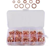 Assortiment de joints d'étanchéité en cuivre avec boîte pour carter 50/100/120 rondelles d'étanchéité plates compatibles avec systèmes mécaniques et hydrauliques (120 pièces)