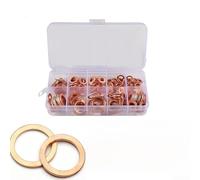 Assortiment de joints plats en cuivre avec boîte, forte réduction de la pression d'étanchéité pour carter automobile, comprend M5 M6 M8 M10 Plusieurs tailles 50 (120 pièces)