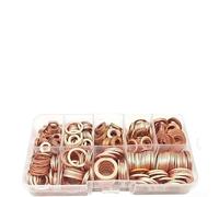 Assortiment de joints plats en cuivre avec boîte, forte réduction de la pression d'étanchéité pour carter automobile, comprend M5 M6 M8 M10 Plusieurs tailles 50 (cuivre, 400 pièces)