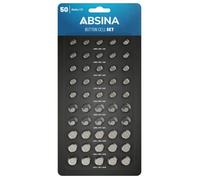 Assortiment de piles bouton - ABSINA - 50 pièces - 1,5V - 10x AG1 - 15x AG3 - 10x AG4 - 10x AG10 - 5x AG13
