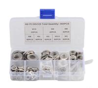 Assortiment de rondelles plates en métal, 360 pièces en acier inoxydable 304 pour réparation d'appareils, assemblage de meubles et besoins généraux de matériel