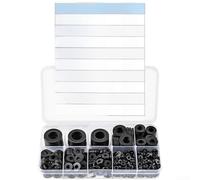 Assortiment de rondelles plates en nylon noir, 900 pièces M2 - Tailles métriques, rondelles d'isolation électrique, résistantes aux acides et à faible friction, pour projets de bricolage, automobiles