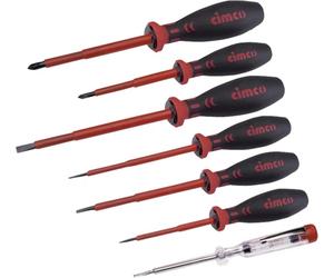 Assortiment de tournevis électriciens Cimco VDE, 7 pièces, fente + PH, 1 pièce.