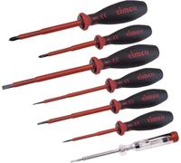Assortiment de tournevis électriciens Cimco VDE, 7 pièces, fente + PZ, 1 pièce.