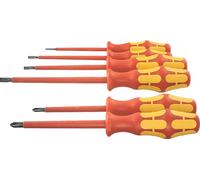 Assortiment de tournevis pour électriciens Wera, entièrement isolés, fente et Pozidriv, 6 pièces