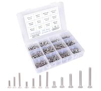 Assortiment de vis à métaux #6-32/#8-32/#10-24 Phillips à tête fraisée plate en acier inoxydable 304, filetage entièrement à la machine - 400 pièces