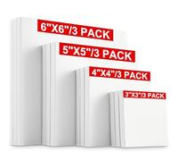 Assortiment Taille 3 Pouces/ 4 Pouces/ 5 Pouces/ 6 Pouces Mini Art Toile Tendue pour Dessin de Peinture Artisanale, 12 Pièces