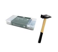 Assortiment TOX (580 pièces) + marteau de serrurier 300 g manche en frêne, clous tête plate et fraisée pour usages variés et travaux bois, 9 tailles courantes, 094909141