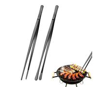ASSRECT 2 Pièces Pince Cuisine Inox 30cm Pincette Culinaire de Precision Professionnel Pince du Chef avec Pointes Dentelées de Précision pour Cuisiner Griller et Cuire (Noir)