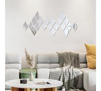 ASSRECT 20 Pcs 20 x 10 cm Larme Miroir Acrylique Stickers Muraux Miroirs, DIY Autocollant 3D Argent Miroir Mur Art Stickers pour Salon Salle Bain Maison Fond Décorations (Argent)