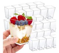 ASSUGO Lot de 25 verres à dessert - 160 ml - En plastique - Réutilisables - Pour dessert à la maison, dessert, pudding, mousse, buffet