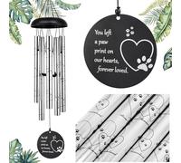 Astarin Carillon éolien commémoratif pour Animal de Compagnie, 76,2 cm, Motif Empreintes de Pattes pour Honorer et se Souvenir d'un Chien, Chat ou Autre Animal de Compagnie, Beau Cadeau de Souvenir