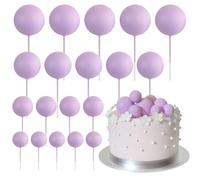 ASTARON 20 pièces décorations de gâteau en boule Mini ballons décoration de gâteau boules pics à gâteaux pour décorations de gâteau d'anniversaire de mariage (Violet clair)