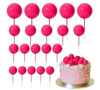 ASTARON 20 pièces décorations de gâteau en boule Mini ballons décoration de gâteau boules pics à gâteaux pour décorations de gâteau d'anniversaire de mariage (Rose vif)