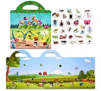 ASTARON Livre d'autocollants gonflés 3D réutilisables pour enfants de 2 à 6 ans, autocollants d'insectes imperméables mignons 88 pièces, autocollants de voyage de jeu et livre occupé