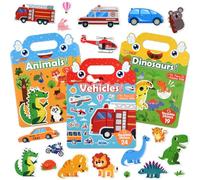Astaron Lot de 3 Livres d'autocollants 3D réutilisables pour Enfants de 3 à 6 Ans, Jeu d'autocollants en gelée, Jouet éducatif d'apprentissage sensoriel, Jouets de Voyage et Livre d'activités