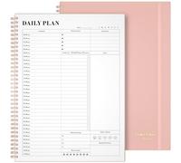 Asten Planificateur quotidien non daté avec liste de choses à faire, planificateur horaire pour homme et femme, carnet de rendez-vous à spirale avec fermeture élastique, planificateur journalier pour