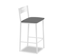 ASTIMESA - Tabourets de Cuisine Hauts tapissés avec Dossier. Structure Blanche et Assise en Similicuir. Couleur de l'assise : Graphite. Contenu : 1 unité. Dimensions : 90 cm (Hauteur Totale)