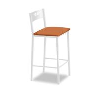 ASTIMESA Tabourets de Cuisine Hauts tapissés avec Dossier, Structure Blanche et siège en Similicuir, Couleur de l'assise : Orange. Contenu : 1 unité. Dimensions : 90 cm (Hauteur Totale)