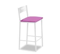 ASTIMESA - Tabourets de Cuisine Hauts tapissés avec Dossier, Structure Blanche et siège en Similicuir, Couleur de l'assise : Rose. Contenu : 1 unité. Dimensions : 90 cm (Hauteur Totale)