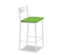 ASTIMESA - Tabourets de Cuisine Hauts tapissés avec Dossier, Structure Blanche et siège en Similicuir, Couleur de l'assise : Vert. Contenu : 1 unité. Dimensions : 90 cm (Hauteur Totale)