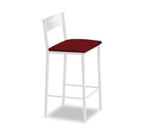 ASTIMESA Tabourets de Cuisine Hauts tapissés avec Dossier, Structure Blanche et siège en Similicuir, Couleur de l'assise : Bordeaux. Contenu : 1 unité. Dimensions : 90 cm (Hauteur Totale)