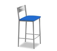 ASTIMESA - Tabourets de Cuisine Hauts tapissés avec Dossier. Structure en Aluminium et siège en Similicuir. Couleur de l'assise : Bleu. Contenu : 1 unité. Dimensions : 90 cm (Hauteur Totale)