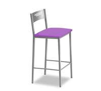ASTIMESA - Tabourets de Cuisine Hauts tapissés avec Dossier. Structure en Aluminium et siège en Similicuir. Couleur de l'assise : Aubergine. Contenu : 1 unité. Dimensions : 90 cm (Hauteur Totale)